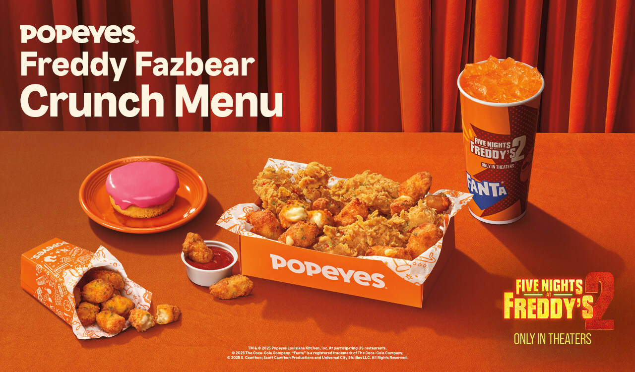 Popeyes Unleashes Terrifyingly Delicious 'Freddy Fazbear Crunch' Menu for 'Five Nights at Freddy's 2' Release!