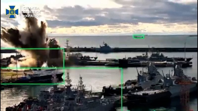 Ukraine Drone Strikes Russian Submarine in Black Sea Port